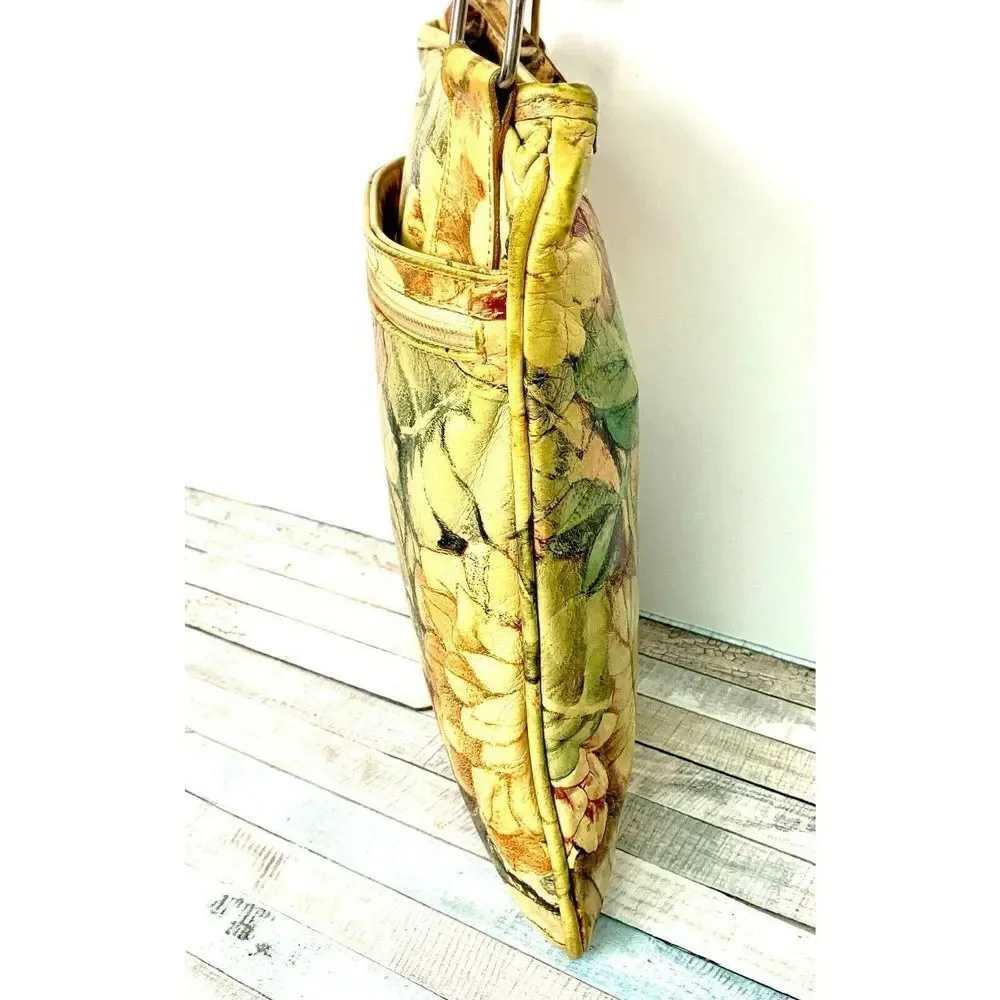 MAURIZIO TAIUTI FLOWERS MULTICOLOR GENUINE LEATHER X-BODY MESSENGER SHOULDER BAG